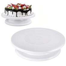11-Inch Rotating Cake Turntable - Smooth Spinning Cake Decorating Stand For Baking, Frosting & Display - Non-Slip, Sturdy Base, Easy-Clean - White - View 2