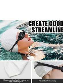 1pc Silicone Swimming Cap, Comfortable Bathing Cap, Suitable For Curly, Short, Medium Long Hair, Unisex, Keeps Hairstyle Intact - Multicolor - View 3