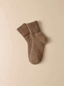 5/1 Pair Women's Earth Tone Knitted Warm Socks, Terry Socks, Suitable For Indoor And Outdoor Wear In Winter - Multicolor - View 6
