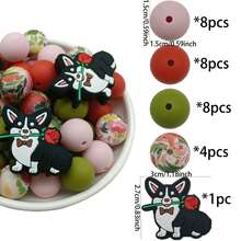 29pcs Valentine's Day Series Mixed Silicone Beads Decorative Beads DIY Handmade Bag Chain, Phone Chain, Bracelet, Necklace, Keychain, Jewelry Beads - Multicolor - View 3