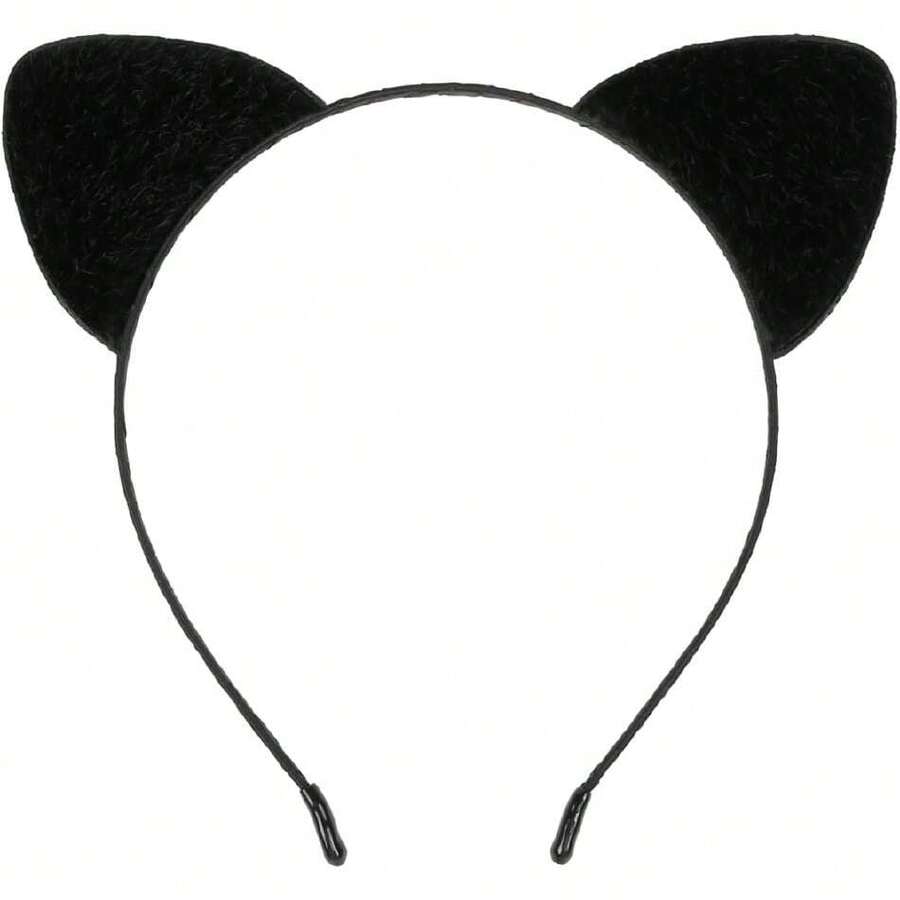 Black Cat Ear Headband Halloween Cat Ears Headband For Women Cute Ears Furry Cat Ears Headbands For Adults,30214256 - 黑色 - 查看 1