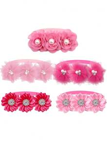 3 piezas Corbata de moño decorativa de color rosa rojo para mascotas, elementos creativos con flores y amor, regalos elegantes y de alta gama para mascotas, perfectos para decoración de mascotas en bodas, Año Nuevo, cumpleaños y fiestas de propuesta, con estilos aleatorios - Multicolor - Ver 5