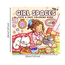 Girl Spaces: Vol.2 Coloring Book For Adults And Teens Featuring Cozy Moments And Daily Joys For Relaxation And Stress Relief (Cute & Easy Coloring) - 7.87*7.87inches - 查看 6