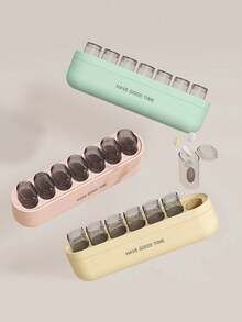 1 pieza/3 piezas Organizador de pastillas semanal de 7 días de plástico, caja divisora de medicamentos de gran capacidad con recordatorio, estuche de almacenamiento de pastillas mini, caja de medicina portátil para viajes - Multicolor - Ver 6