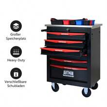 Double Door Clapboardl Multifunctional Tool Trolley - Black & Red (BLAK&RED) - Multicolor 4 - View 3