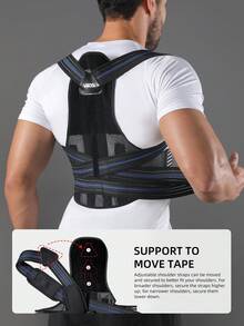 VBOSI Women Men Adjustable Breathable Back Support Posture Corrector With Metal Stays - Black - View 9