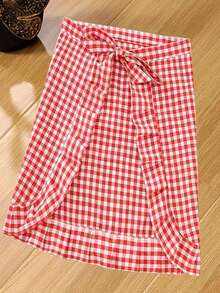 1PC Mini Half-Length Apron Is A One-Piece Set.Polyester Apron For Women,It'S Convenient To Use, Has A Pretty Checkered Pattern, And Is Suitable For Cooking, Painting, Watering Plants, Office Work, Etc, Kitchen Supplies - Multicolor - View 6