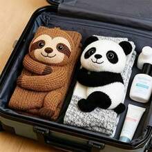 3D Animal Plush Hug Socks, Animal Pattern Knitted Floor Socks, Warm Socks, Cute Autumn/Winter Floor Socks - Monkey, Koala, Panda, Rabbit Etc. | Handmade Crochet Warm Mid-Calf/Knee-High Socks With Adorable 3D Animal Face And Hugging Arms | Comfortable Christmas Gift, Couples Set | Soft And Durable Yarn - Multicolor - View 3