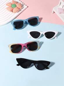 1 Set, 4 PCS Boys And Girls Ages 4-8, Colorful Casual Rectangular And Retro Star Print Cat Eye Fashion Glasses, Suitable For Holidays, Outings, Outfit Matching, And Festival Gifts With Glasses Box - Nhiều màu - Xem 11