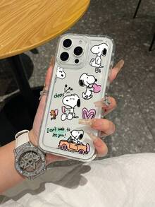 1pc Cute Snoopy Pattern, Air Cushion Transparent Anti-Fall Phone Protective Case, TPU Material, Suitable As Holiday Gift, Compatible With IPhone XS/XS Max/XR/11 12 13 14 15 16 Pro/Pro Max/14 15 16 Plus/17, Unisex, Also Compatible With Samsung Phones - Clear - View 2