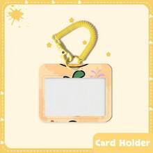 1 pieza Soporte para tarjeta de identificación de estudiante, tarjeta de acceso, tarjeta de almuerzo, tarjeta de autobús, tarjeta de trabajo con diseño de Capibara comiendo pastel y cordón retráctil amarillo de primavera, estilo lindo para el campus - casquillos de resorte - Ver 17