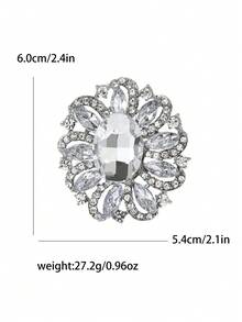女士奢华水钻胸针，男女通用水晶玻璃花朵别针，婚礼配饰胸针，宴会服装配饰/朋友聚会徽章礼物 - 中型玻璃(0029) - 查看 10