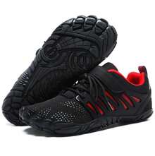 ZIITOP Men's Minimalist Trail Runner Zero Drop Workout Cross-Trainer Hiking Water Wide Toe Box Grounded Footwear Weightlifting Walking - 黑紅 - 查看 12