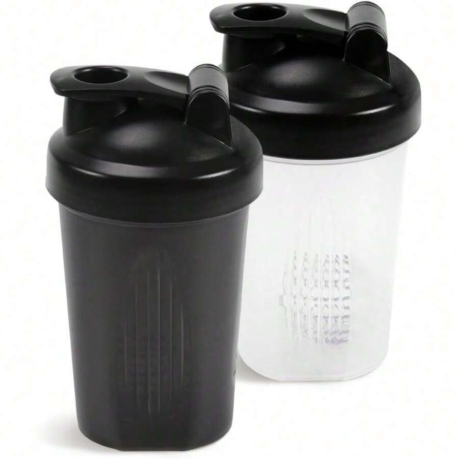 1 Pcs Leakproof Shaker Bottle With Stainless Steel Mixing Balls 12oz Protein Shaker Cup For Gym Workout Travel Shake Drink Portable Bottle Home Use - Trắng và Đen - Xem 1