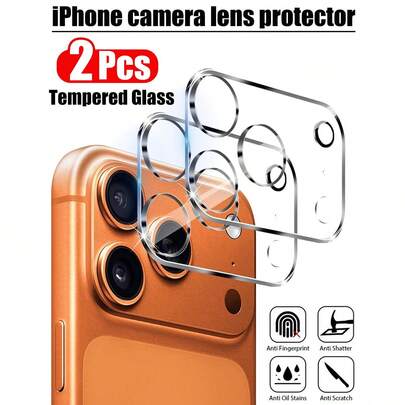 Bộ 2 miếng dán màn hình cường lực bảo vệ ống kính camera, tương thích với iPhone 17 Pro Max/17/17Pro/17AIR/16PROMAX/16PRO/16PLUS/16/15PROMAX/15/14/13/12/11, độ cứng 9H, trong suốt, chống trầy xước, không bọt khí, phù hợp với chuẩn IP 17.