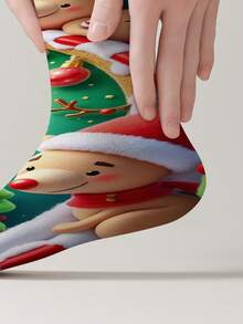 1 Đôi tất cao đến bắp chân in hình kỹ thuật số 3D chủ đề Giáng sinh 360 độ dành cho cả nam và nữ, phong cách đường phố cá tính thời trang, phù hợp cho nhiều dịp - Nhiều màu - Xem 2