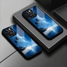 Funda de vidrio templado de diseño romántico y duradero: playa tranquila bajo la luz de la luna, palmeras en la  - funda de teléfono creativa personalizada, elegante y sencilla, anti-suciedad y a prueba de golpes, adecuada para  17/17 Pro/17 Pro Max/17 Air/ 16/16 Pro/16 Pro Max/16 Plus/ 15/15 Pro Max/15 Pro/15 Plus/ 14/14 Pro/14 Plus/14 Pro Max/ 13/13 Pro/13 Pro Max/12/12 Pro/12 Pro Max/11/11 Pro/11 Pro Max/XR/X/XS/XS Max. Es el regalo de cumpleaños perfecto para novias, novios, esposos, esposas, amigos o para uno mismo, innovador y a la moda, adecuado tanto para hombres como para mujeres. - Multicolor 2165 - Ver 7