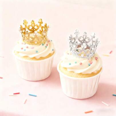 4Pcs Cake Toppers Mini Crystal Crown Decorative Accessories For Cake Party And Wedding Decorations