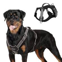 中/大型犬战术胸背带，带手柄和牵引绳扣，可调节反光带，便于训练和遛狗时控制 - 彩色 - 查看 30