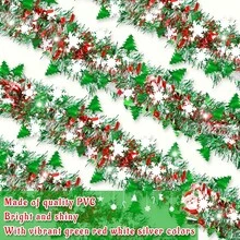 Christmas Decorations Tinsel Garland With Snowflake Christmas Tree, Silver Shiny Metallic Twist Christmas Garland For Home Tree Mantle Stairs Indoor Outdoor Holiday Party Decor - 聖誕樹和雪花 - 查看 5