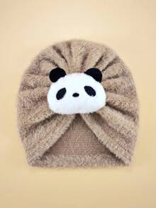 2件套婴儿冬季卡通发带帽+袜子套装，0-6个月，柔软绒面帽袜组合，保暖婴儿头饰套装 - 彩色 - 查看 19