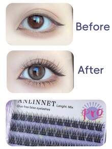anlinnet 120pcs/Box Glue-Free 3D Faux Mink Eyelashes, Easy To Use, Natural Look, Cluster False Eyelashes Makeup Tool Wholesale - C - 查看 2