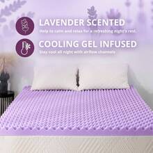 3 Inch Crate Twin Foam Mattress Topper, Cooling Gel Infused Foam Mattress Topper Pressure, CertiPUR - US Certified Twin Bed Topper, Purple, 38 Inch*75 Inch - 2英寸+皇后+紫色 - 查看 3