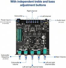 Bluetooth Audio Amplifier Board, ZK-TB21 2.1CH 50W X 2 +100W Subwoofer Power Amp With Treble And Bass Control, Bluetooth5.0 And AUX Inputs, Stereo Digital AMP For DIY Home Speakers - Black4 ZK-1002 - View 11