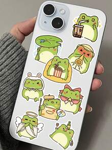 50 piezas Pegatinas de rana de dibujos animados, divertidas y lindas, para teléfono, computadora portátil, equipaje, guitarra, monopatín, iPad, decoración DIY