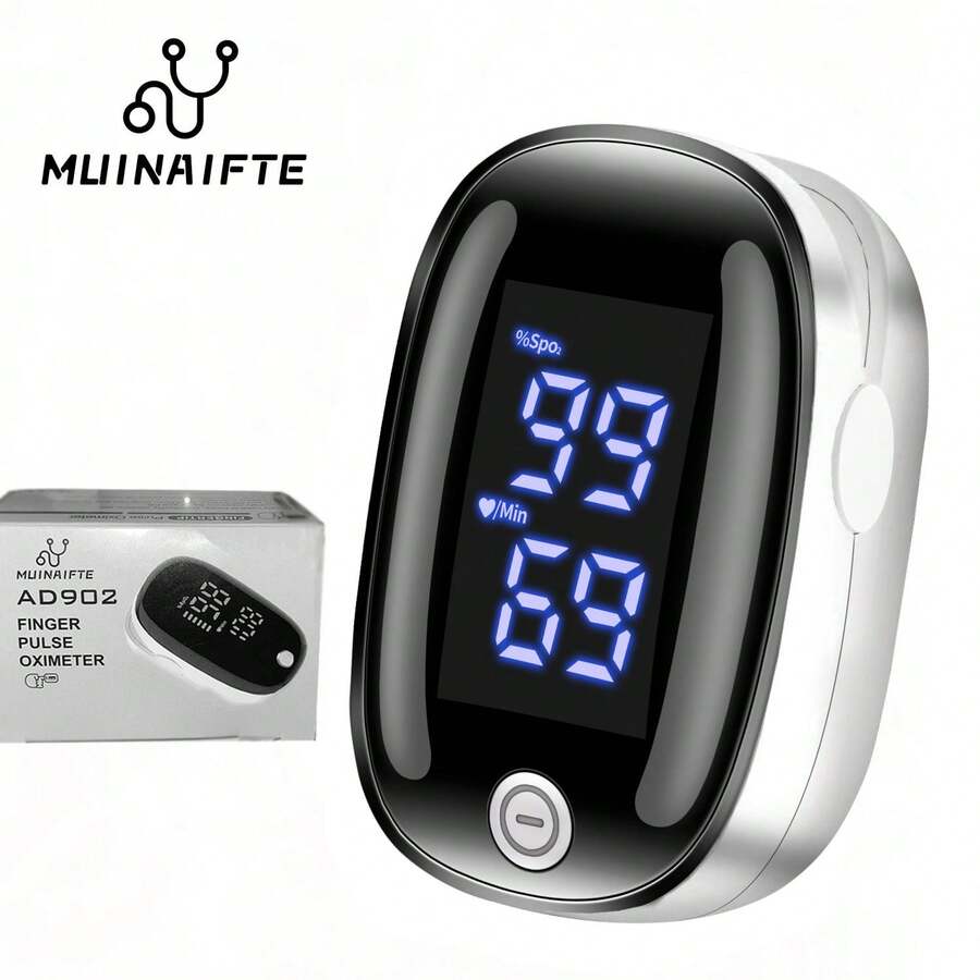 Finger Pulse Oximeter For Blood Oxygenation, Blood Oxygen Saturation Monitor, O2 Meter, Portable SpO2 And Pulse Rate Monitor, Lanyard Included, Batteries Not Included, With Elegant Packaging Box Included - Black - View 1