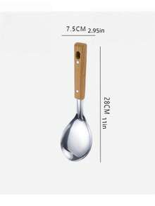 5pcs/Set Stainless Steel Heat Resistant Handle Spatula, Ladle, Strainer Cooking Utensil Set, Kitchen Cookware - Multicolor - View 10