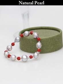 1 pieza Pulsera de perlas de moda, pulsera de perlas barrocas naturales grises, elegante, única, personalizada, adecuada para uso diario, eventos, festivales, fiestas, bodas, con caja de regalo - Tipo D - Ver 11