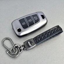 灰色 TPU 汽车折叠钥匙扣保护套，适用于伊兰特、索拉里斯、I30、I35、I40、IX35、索纳塔、圣达菲、途胜、瑞纳、赛丽斯塔、雅绅特 - 灰色 - 查看 11