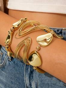 3 件/套 Y2K 夸张开口金属手链，CCB 材质手链套装，适合日常佩戴、聚会、赠送朋友