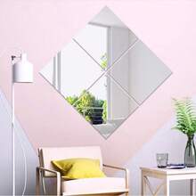 8pcs Acrylic Mirror Wall Stickers, 3D Square Self-Adhesive Decorative Mirrors, No Drilling Required, Easy Installation, Modern Wall Decor For Home Gym, Hallway, Living Room - Multicolor - View 8