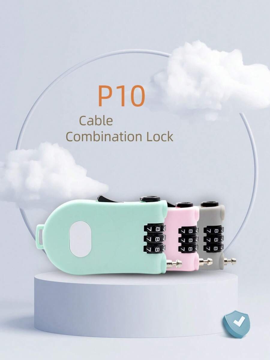 Retractable Steel Wire Password Lock, 3-Digit Password Anti-Theft Device, Extended Steel Wire Lock, Scooter/Bicycle Security Lock, Helmet Anti-Theft Password Lock, Luggage Security Protection Lock, Portable Retractable Password Lock, Multi-Function Steel Wire Lock, Sports Equipment Anti-Theft Lock, Travel Luggage Password Lock, Adjustable Length Steel Wire Lock, Anti-Cut Anti-Theft Steel Wire Lock - Multicolor - View 1