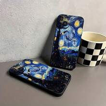 Funda para teléfono inspirada en el arte de La noche estrellada, compatible con teléfonos ,  17,  16 Pro Max,  15 Pro Max,  13 y  12. Fabricada en TPU, ofrece protección contra golpes y caídas. Ideal para amantes del arte, regalos únicos, cumpleaños, ocasiones especiales y decoración del hogar. - Negro - Ver 6