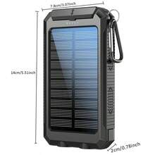 Sạc năng lượng mặt trời 10.000mAh, Pin dự phòng năng lượng mặt trời, Pin sạc dự phòng chống nước với cổng USB Type-C + Micro USB cho tất cả điện thoại di động, Bộ sạc năng lượng mặt trời tích hợp đèn pin kép thích hợp cho cắm trại, du lịch/cắm trại ngoài trời mùa đông và nguồn điện dự phòng khẩn cấp, Quà tặng cho gia đình, bạn bè, quà sinh nhật, quà tặng cắm trại ngoài trời, sạc dự phòng di động có đèn pin chiếu sáng. - màu đen - Xem 2