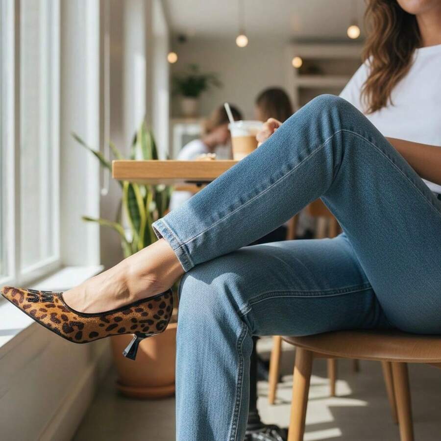 Fashionable Elegant Leopard Print Pointed Toe High Heels - Leopard - View 1