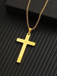 1pc Punk Hip Hop Fashion Bible Cross Pendant Necklace Stainless Steel Unisex Jewelry Suitable For Boys Girls Street Party Religious Jewelry For Daily Wear - Multicolor - View 9