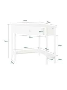 SoBuy FWT31-W, White Corner Desk, Triangle Table Desk With Drawer, Home Office Desk Computer Workstation - White - View 4