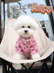 Autumn/Winter Thick Double-Layer Warm Plush Pet Jacket, Soft Leopard Print, Suitable For Cats, Dogs, Maltese, Abyssinian, Pomeranian, Outdoor Use, Machine Washable, High Quality - Pink - View 4