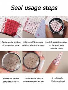 专业迷你硅胶美甲印章套装，含刮刀 | 高透明度转印钢板透明果冻硅胶美甲印章，美甲沙龙工具套装，美甲爱好者和初学者均可轻松上手 - 彩色 - 查看 11