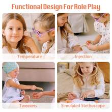 ROBUD Wooden Doctor's Activity Center Toy Set For Kids Pretend Play - Pink - View 10