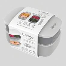 Clásico - Caja Bento para Adultos, Caja de Almuerzo Apilable de 3 Compartimentos con Juego de Cubiertos Desmontable y Correa de Sellado, Libre de BPA, Contenedor de Alimentos para Preparación de Comidas, Trabajo y Viajes (Gris) - Gris - Ver 7