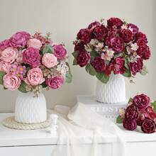 1/80PCS Artificial Flowers, Rose Bouquets, Valentine's Day Gifts, Birthday Party Decorations, Wedding Flower Baskets, Bride Holding Flowers, Home Furnishings, Dining Rooms, Bedrooms, Windowsills, Vases, Decorations, New Year Decorations, Outdoor Gardens, Start Of School Season,Wedding Decor, Wedding Flowers, Table Decoration - Burgundy - View 10