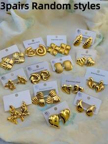 12 对/批精致华丽浪漫优雅不锈钢女士男士耳环蝴蝶心形几何水滴款式婚礼订婚出席晚宴情人节礼物日常佩戴配饰