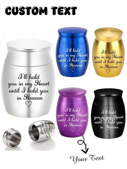 1.57" Mini Cremation Urn, Aluminum Alloy Material Memorial Urn For Human And Pet Ashes - I Will Keep You In My Heart Until We Reunite In Heaven