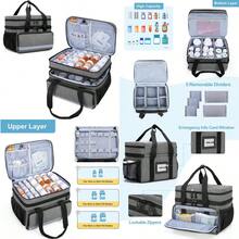 Double Layers Pill Bottle Organizer Bag Empty Medicine Organizer Storage Case With Lockable Zippers Medication Travel Bag For Prescription Bottles Medical Supplies Gray Patent Design