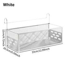 1Pc Iron Bedside Hanging Basket Bed Storage Rack Upper Bunk Hanging Bedside Space Saving Punch-Free Storage Rack Bedside Shelf For Dormitory Home - Multicolor - View 12